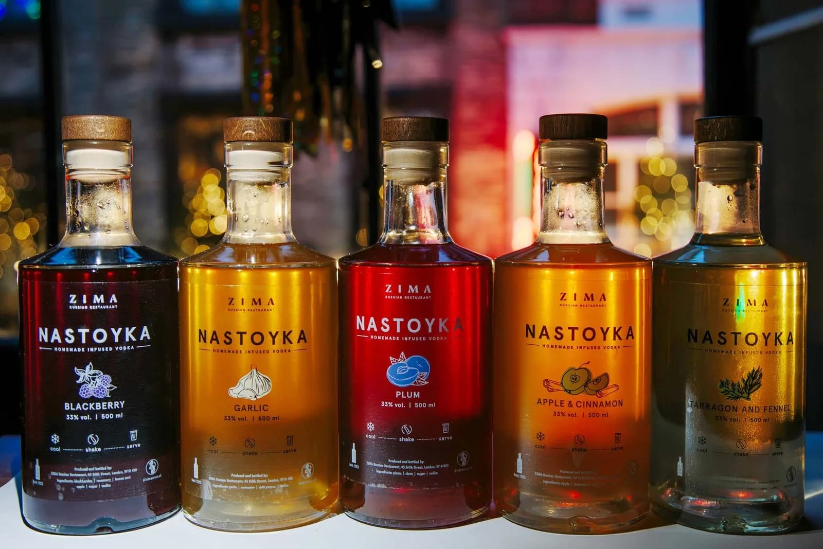 House drinks and nastoyka at ZIMA