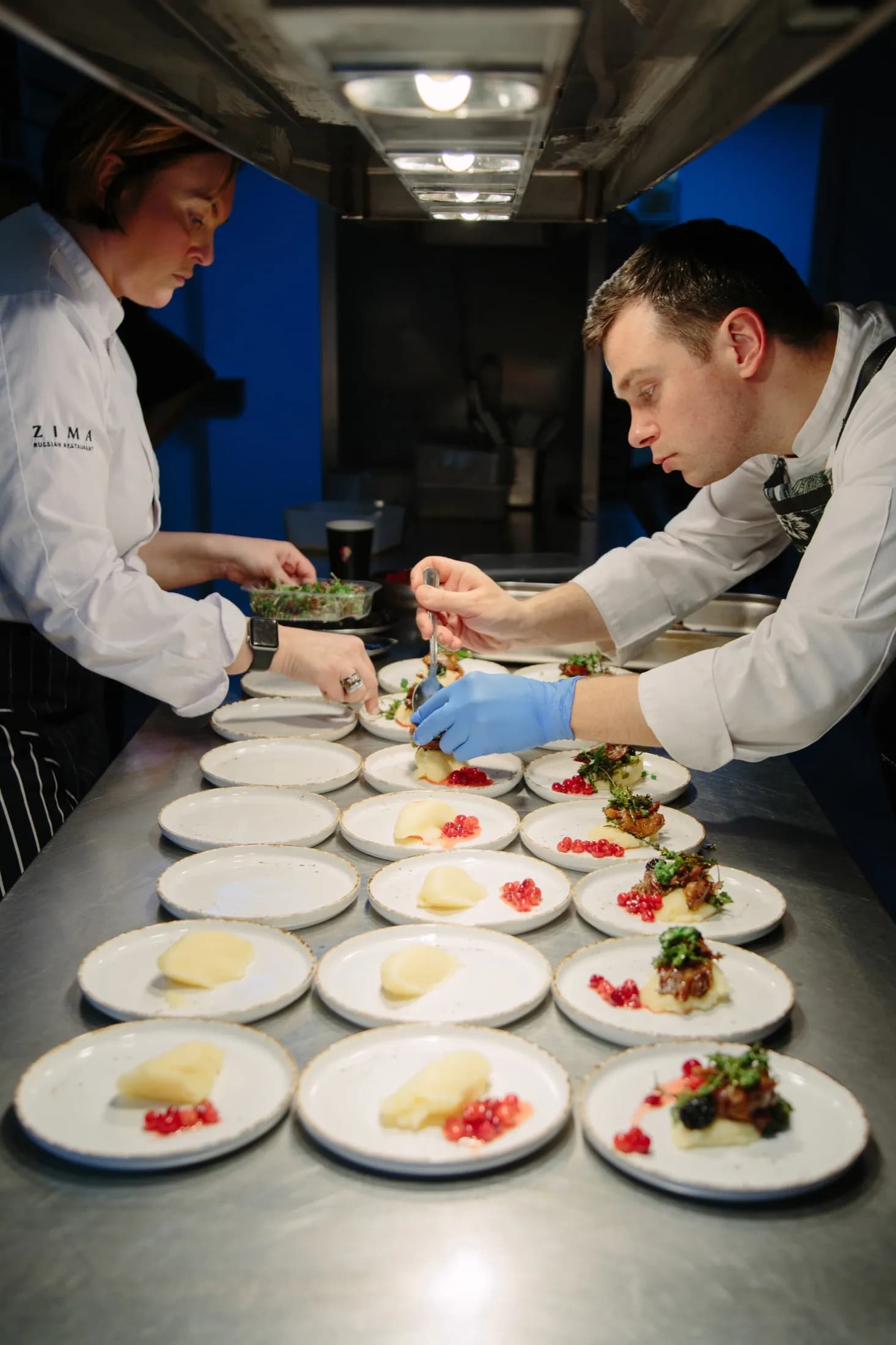 ZIMA chefs plating a catering run